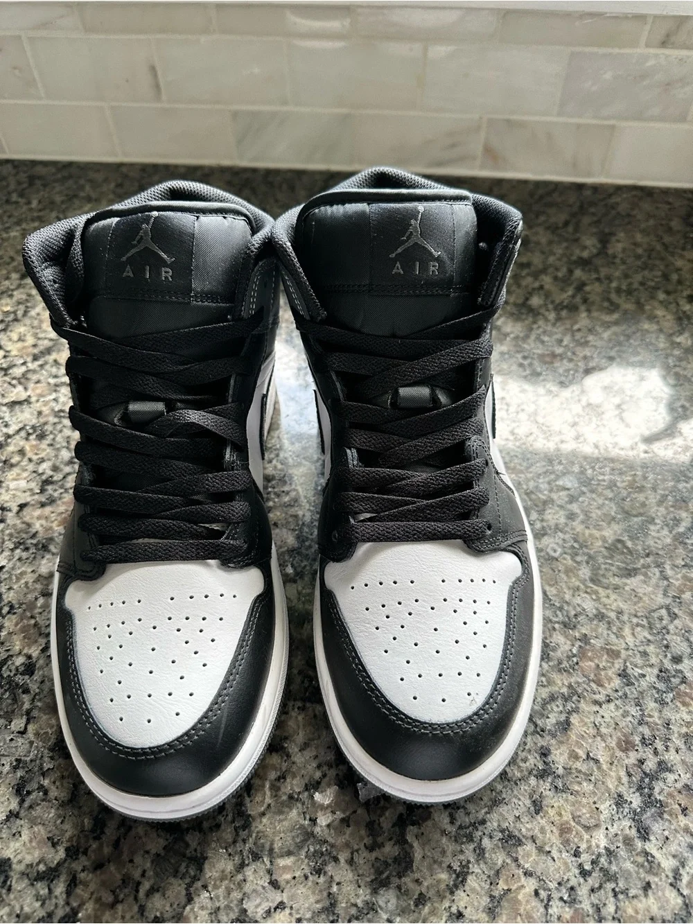 Jordan Men's Black and White Mid-Top Basketball Sneakers